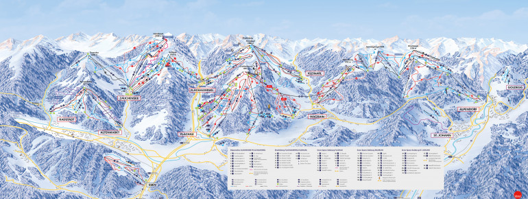Trail Map Snow Space Salzburg (Flachau - Wagrain - Alpendorf)