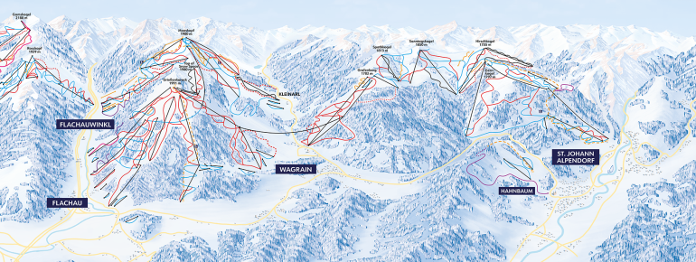 Trail Map Snow Space Salzburg (Flachau - Wagrain - Alpendorf)
