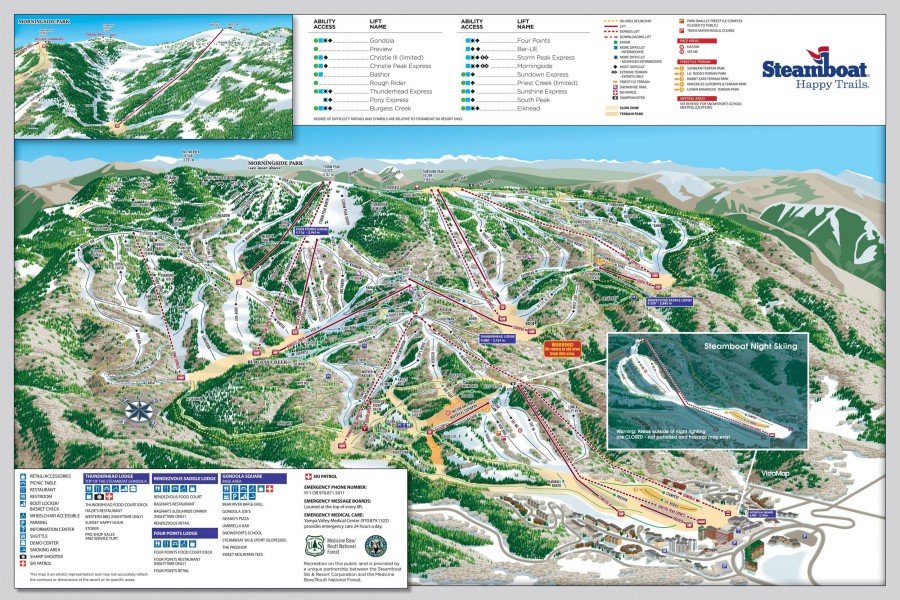 Steamboat Trail Map • Piste Map • Panoramic Mountain Map
