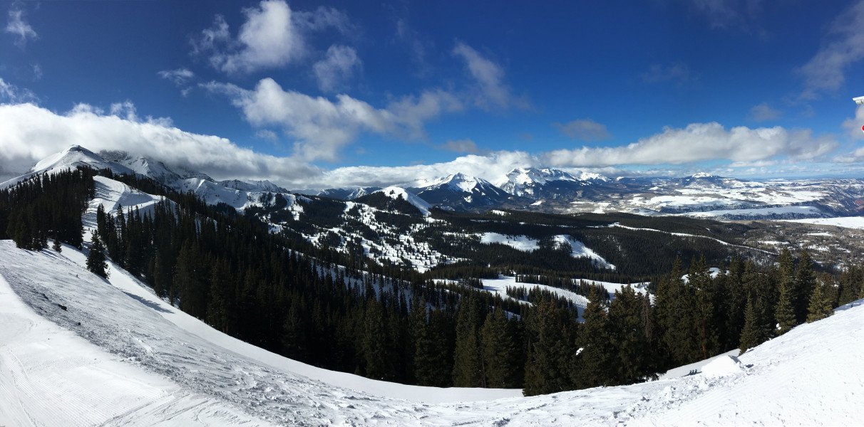 View from the top of the Plunge Lift towards Telluride's breathtaking mountain scenery.