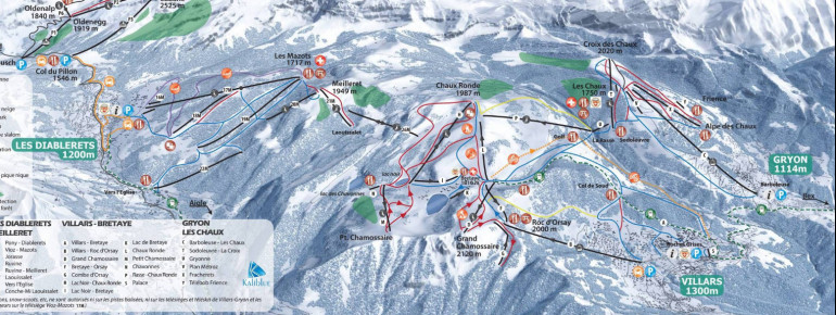 Trail Map Villars - Gryon - Les Diablerets - Glacier 3000