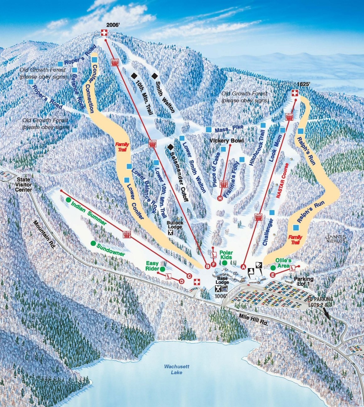 Wachusett Mountain Trail Map • Piste Map • Panoramic Mountain Map