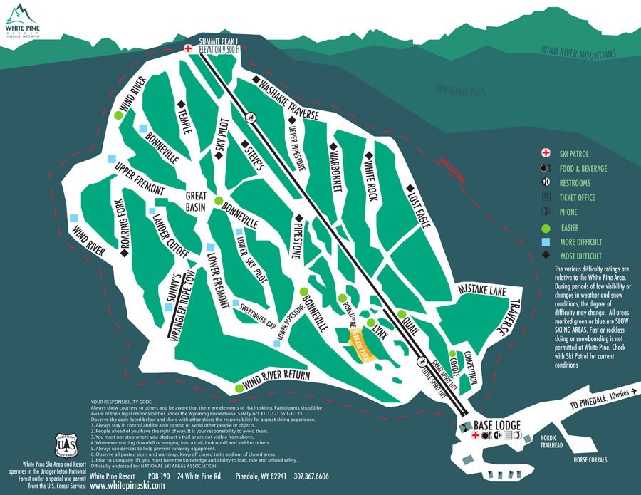 White Pine Trail Map White Pine Ski Area Trail Map • Piste Map • Panoramic Mountain Map