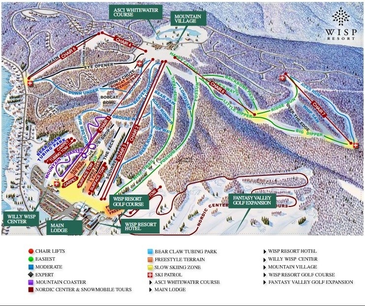 Wisp Ski Trail Map Wisp Resort Trail Map • Piste Map • Panoramic Mountain Map