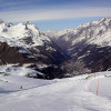 View from the slope “Sandiger Boden – Nr. 63” towards the valley around Zermatt