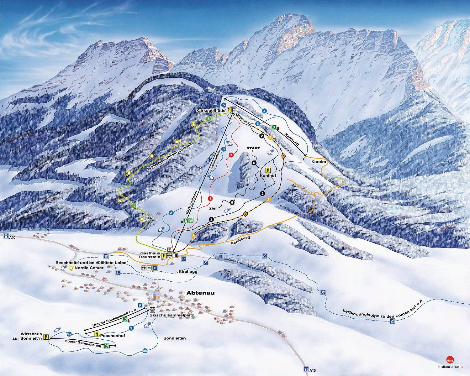 Pistenplan Abtenau im Lammertal • Offene Lifte & Pisten • Skipanorama