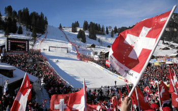 Zielgelände des FIS Ski World Cup am Chuenisbärgli in Adelboden