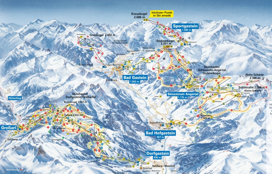 Wie viel Pistenkilometer hat Bad Gastein?