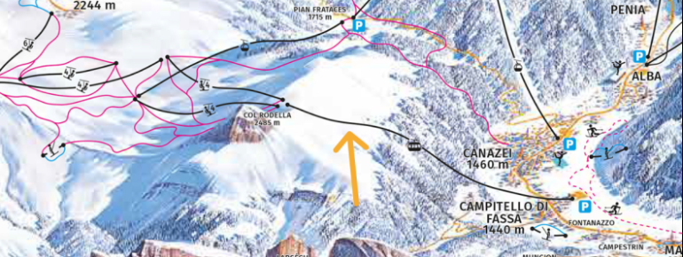 Die neue 3S-Bahn verläuft vom Talort Campitello hinauf zum zentralen Einstieg in die Sellaronda.