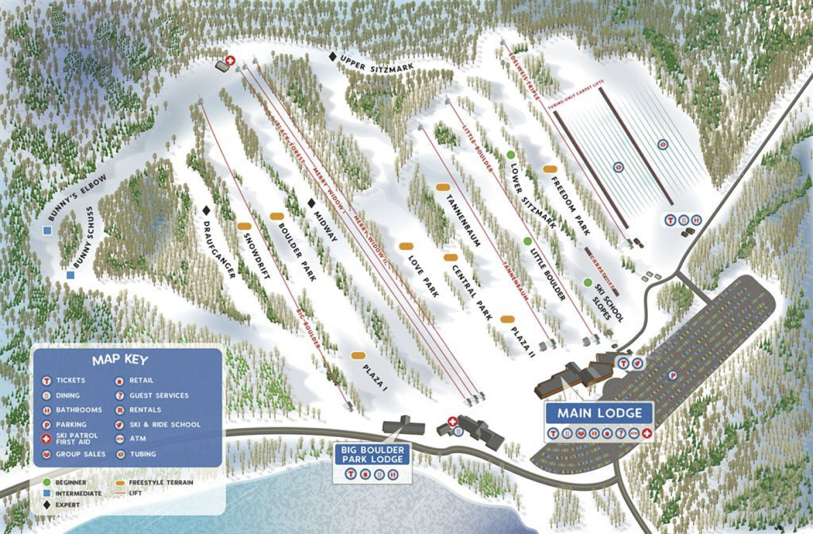 Big Boulder Ski Map Pistenplan Big Boulder Ski Area • Offene Lifte & Pisten • Skipanorama