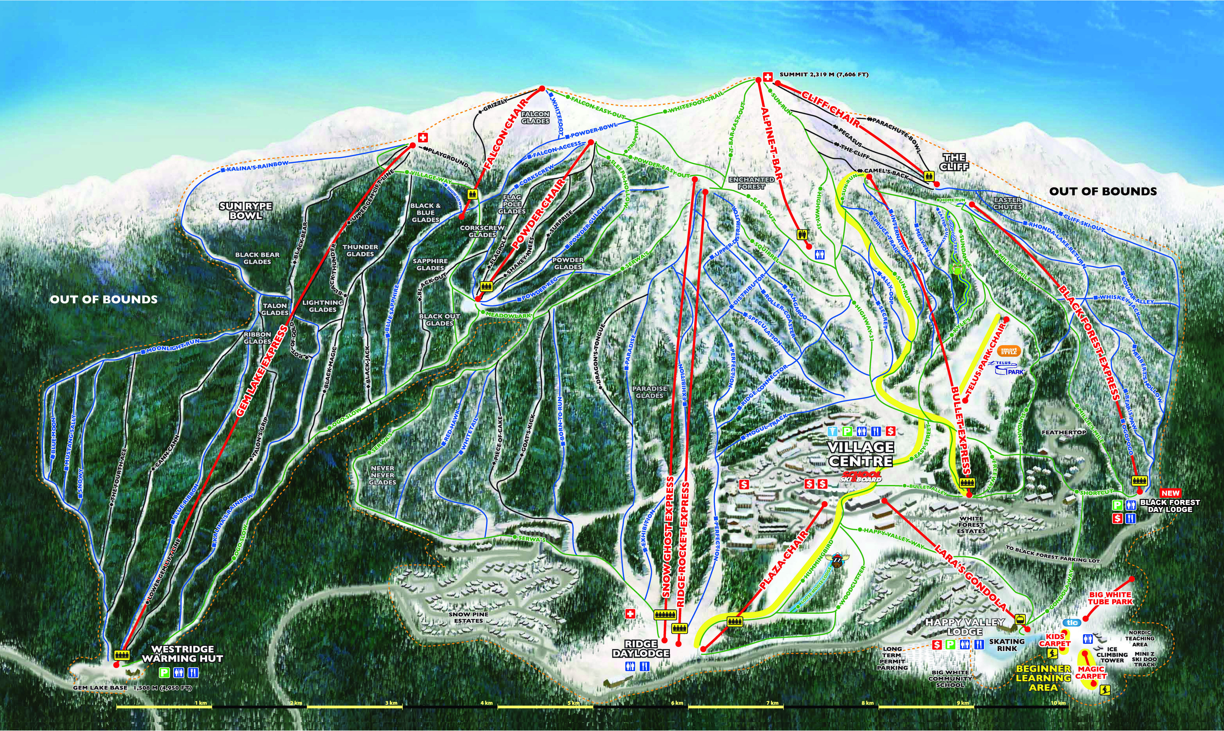 Pistenplan von Big White Ski Resort