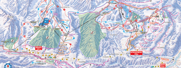 Pistenplan Winter 2022/23 Bergbahnen Brandnertal