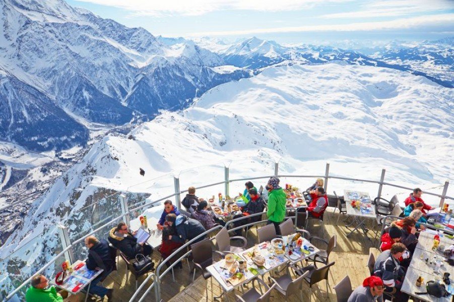 Mittagspause mit Sicht auf den Mont Blanc