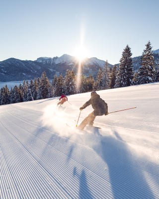 frühmorgens im Skigebiet Christlum in Achenkirch