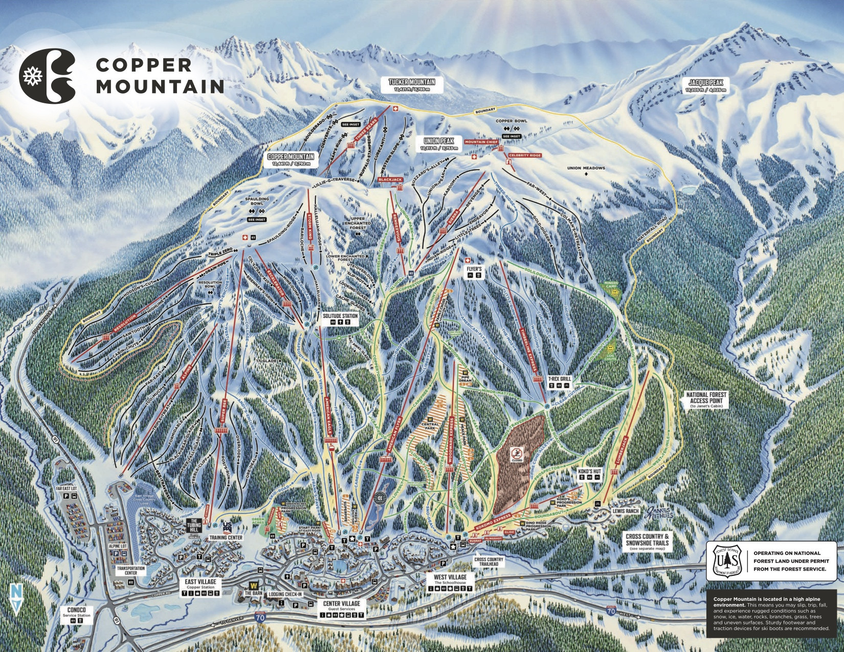 Pistenplan von Copper Mountain