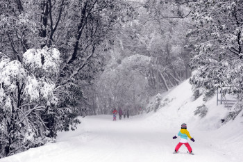 Kids lernen in der Skischule das ABC des Wintersports.