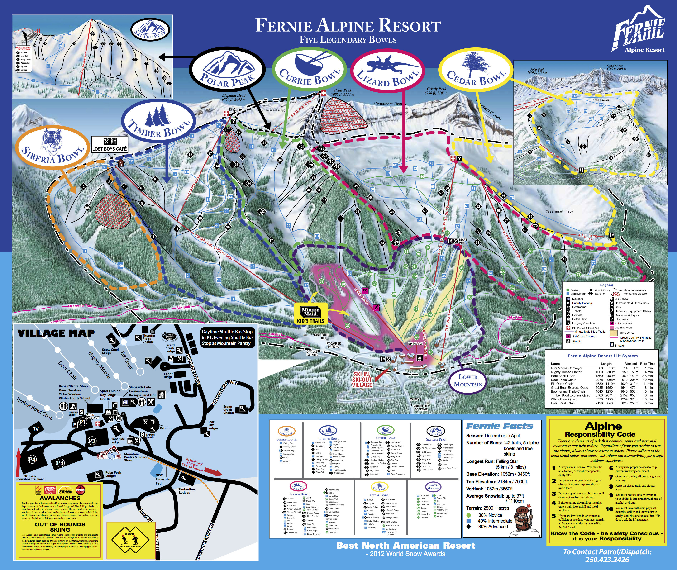 Pistenplan von Fernie Alpine Resort