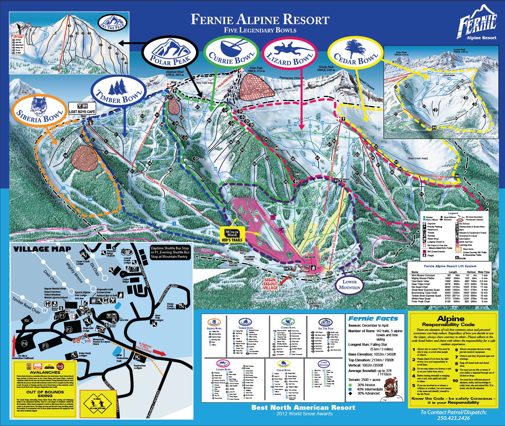 Pistenplan von Fernie Alpine Resort