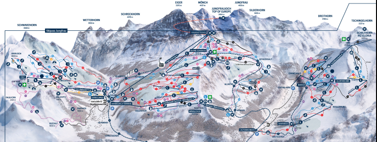 Pistenplan Grindelwald Wengen - Jungfrau Skiregion