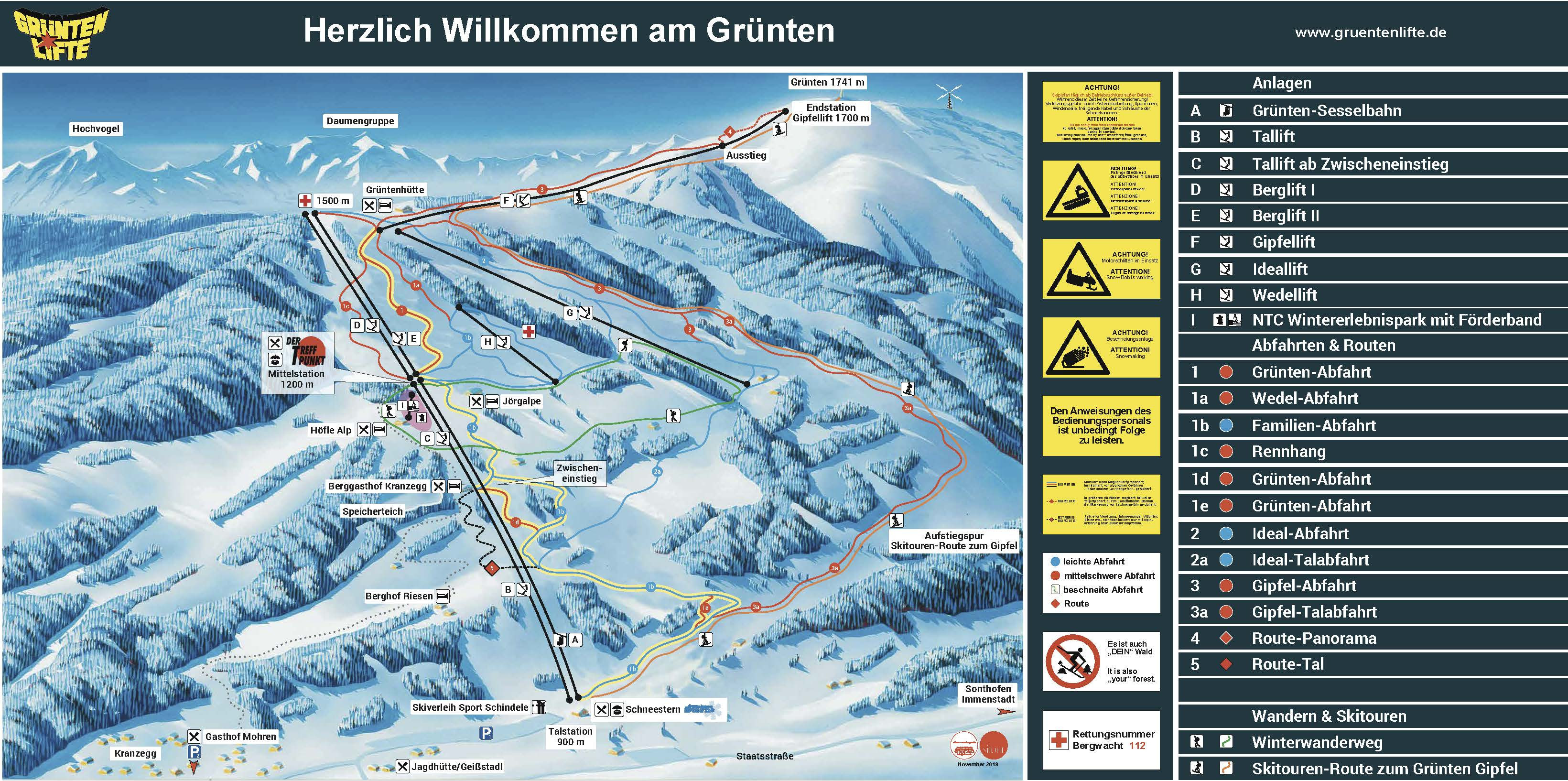 Pistenplan Grünten Offene Lifte Pisten Skipanorama