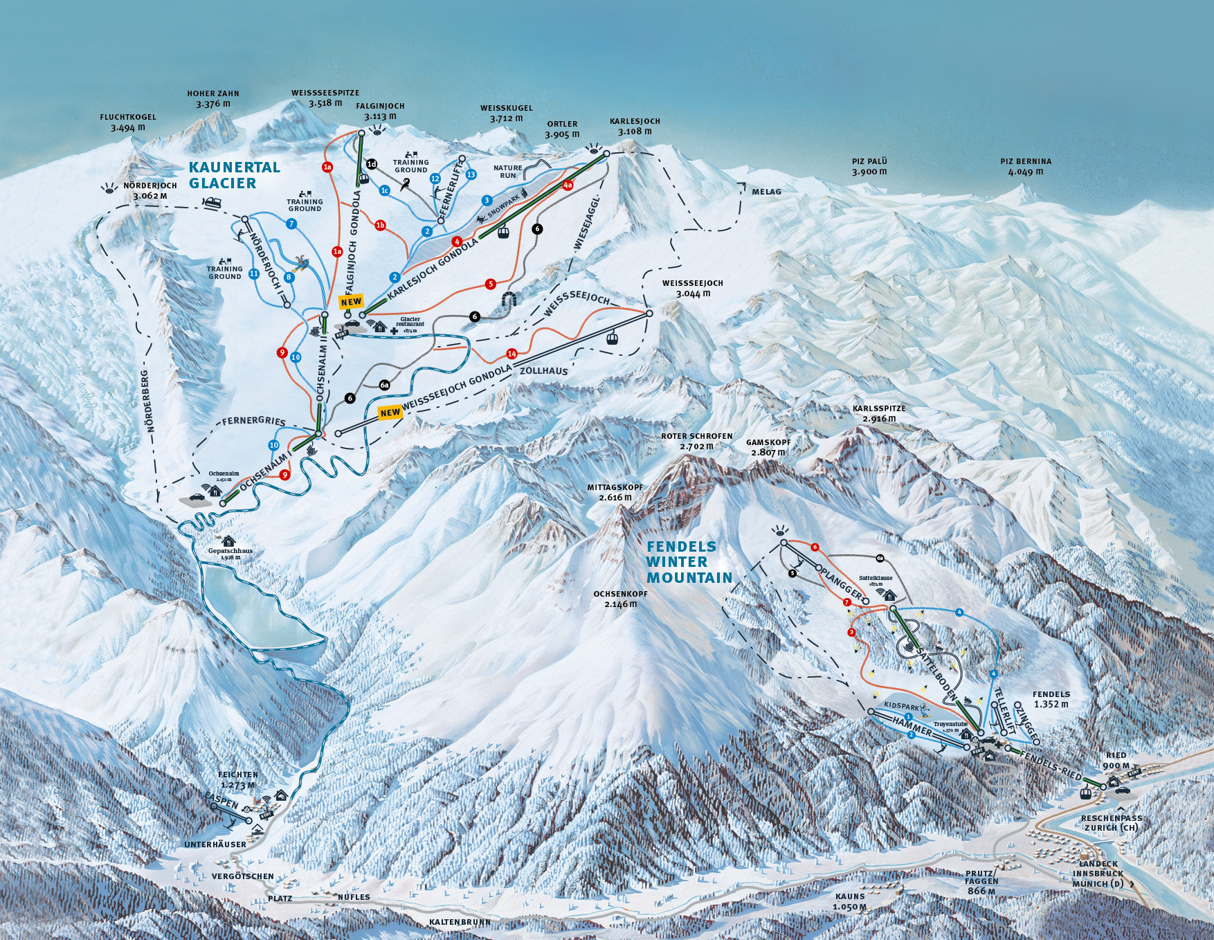 Pistenplan Kaunertaler Gletscher Offene Lifte Pisten Skipanorama