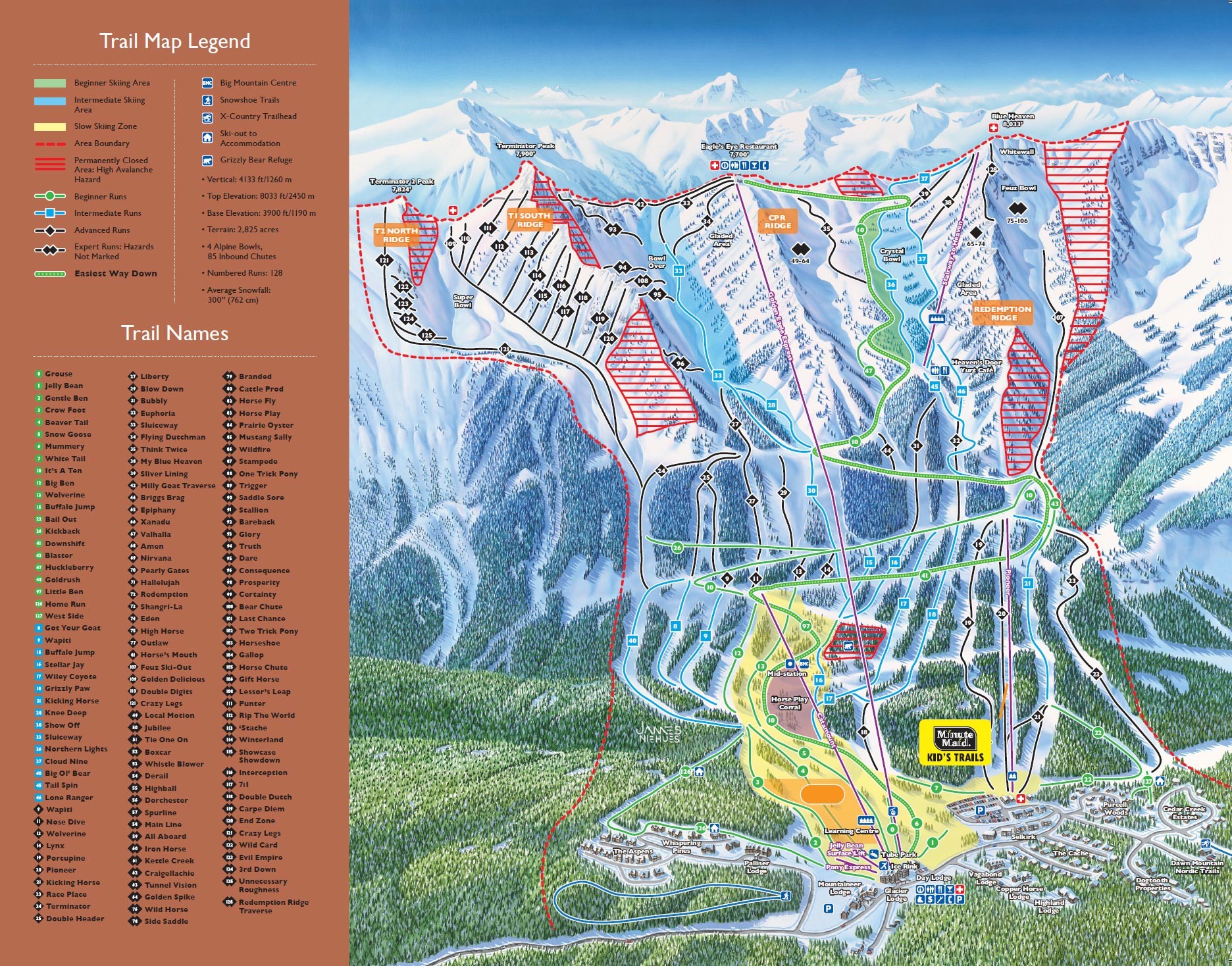 Pistenplan von Kicking Horse Resort