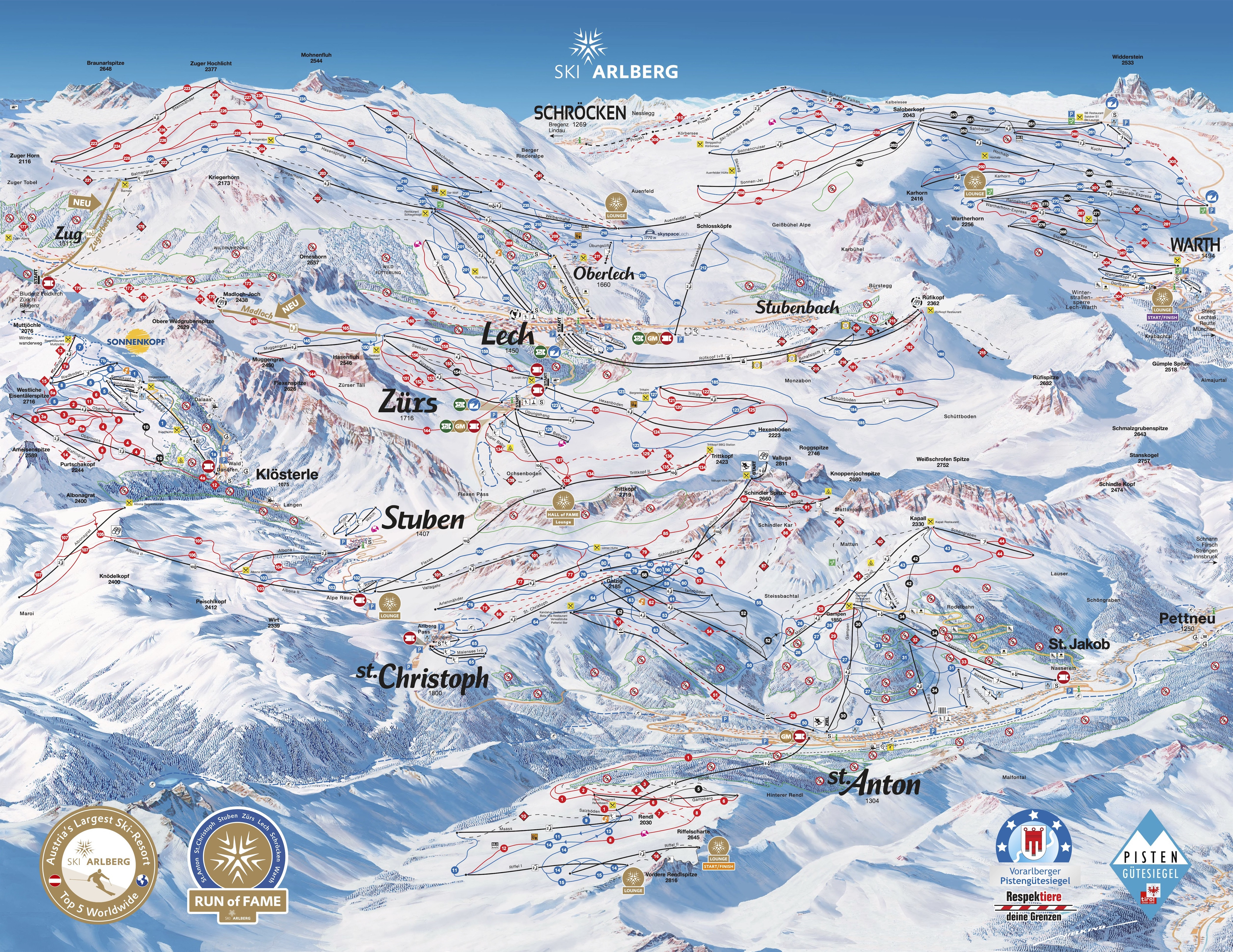 Pistenplan von Lech Zürs (Ski Arlberg)