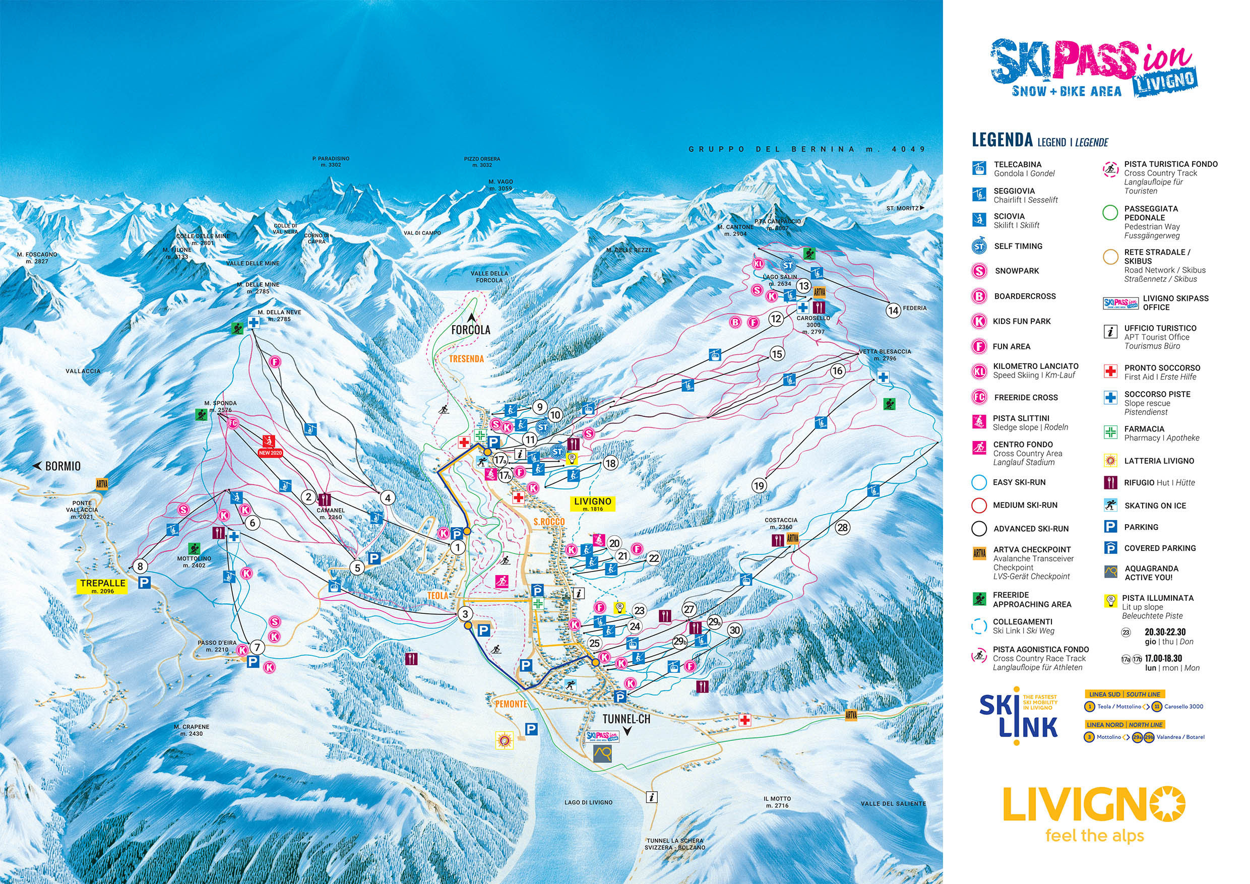 Pistenplan Livigno Offene Lifte Pisten Skipanorama