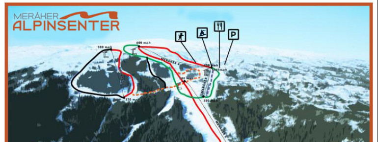 Pistenplan Meråker Alpinsenter