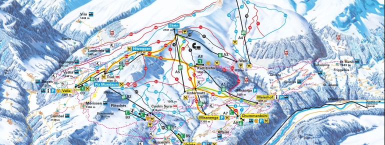Pistenplan Obersaxen Mundaun Val Lumnezia