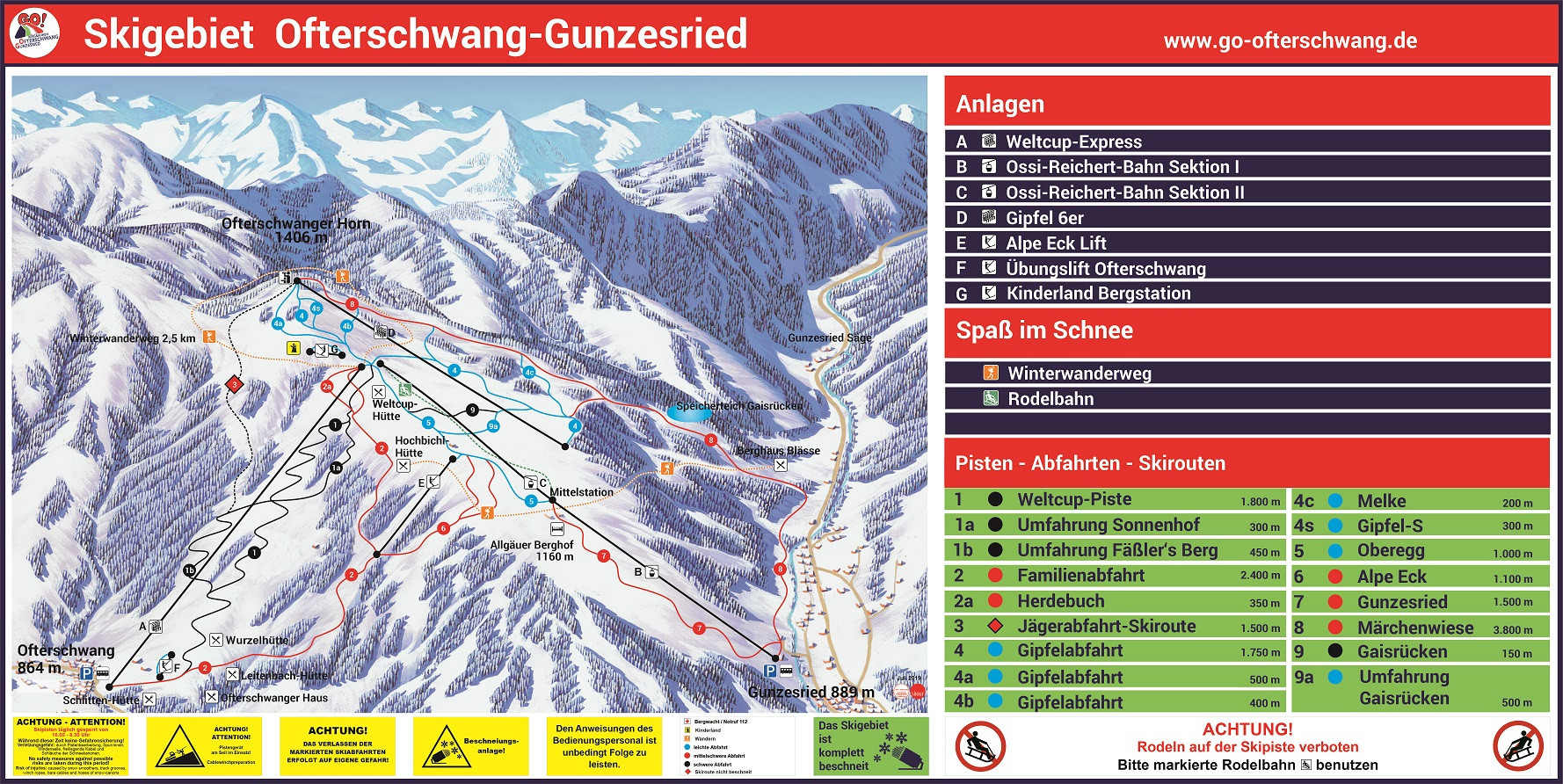 Pistenplan Ofterschwang Gunzesried Offene Lifte Pisten Skipanorama