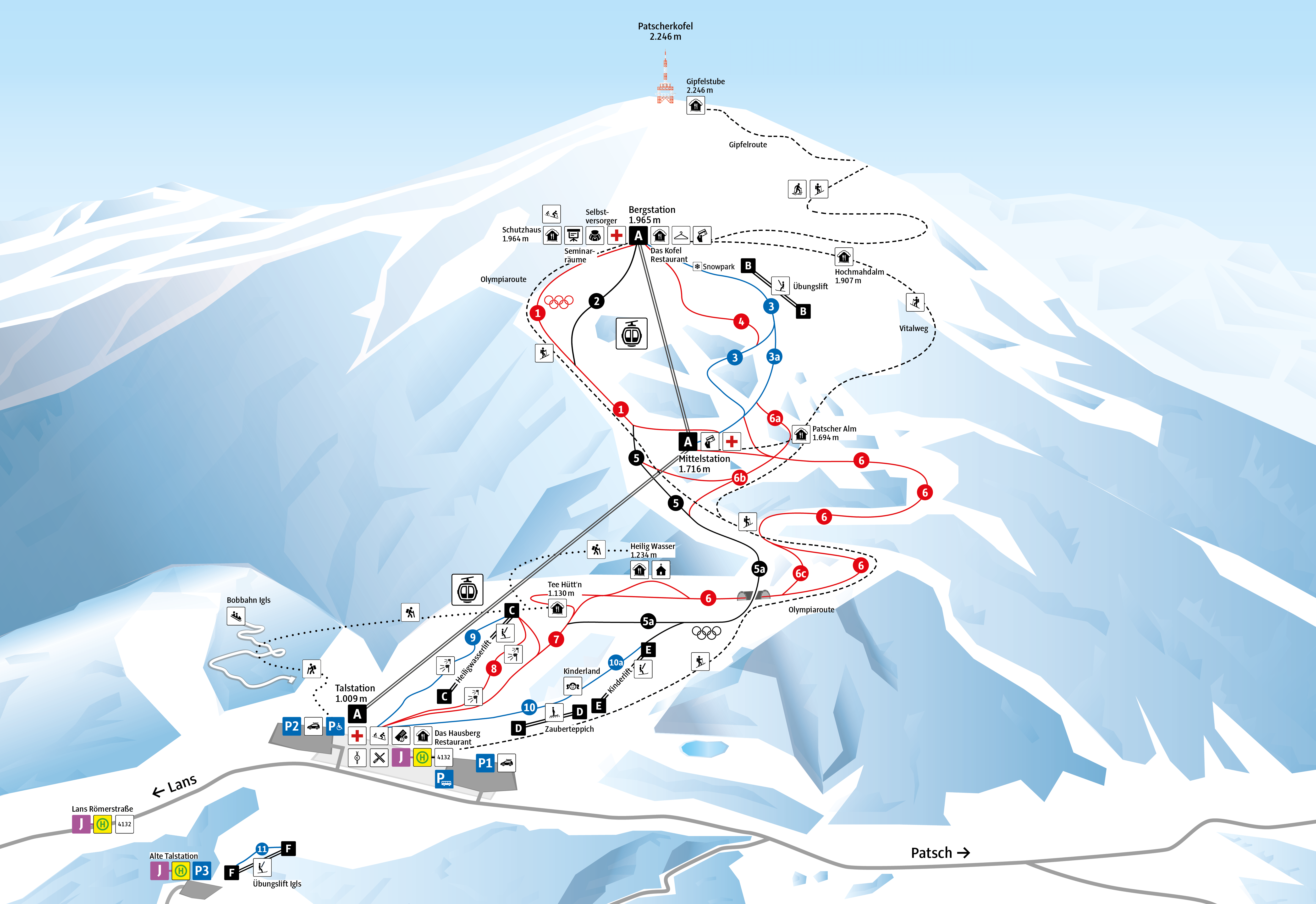 Pistenplan Patscherkofel Offene Lifte Pisten Skipanorama