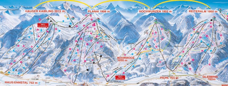 Pistenplan Planai Schladming (4-Berge-Skischaukel)