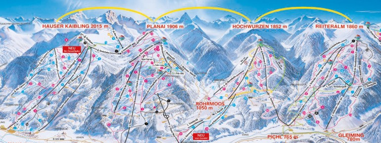 Pistenplan Reiteralm (4-Berge-Skischaukel)