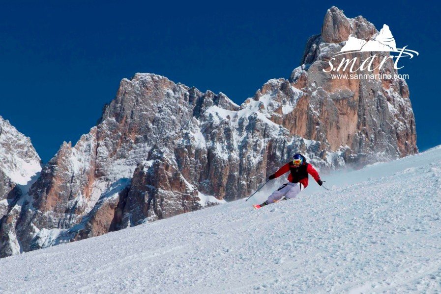 60 Pistenkilometer erwarten die Wintersportler im Skigebiet rund um San Martino und am Passo Rolle.