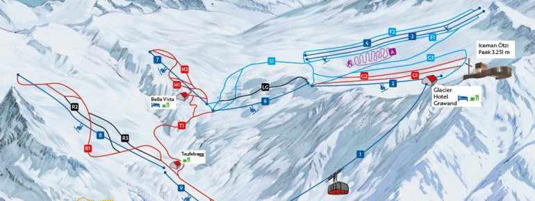 Pistenplan Schnalstaler Gletscher - Alpin Arena Schnals