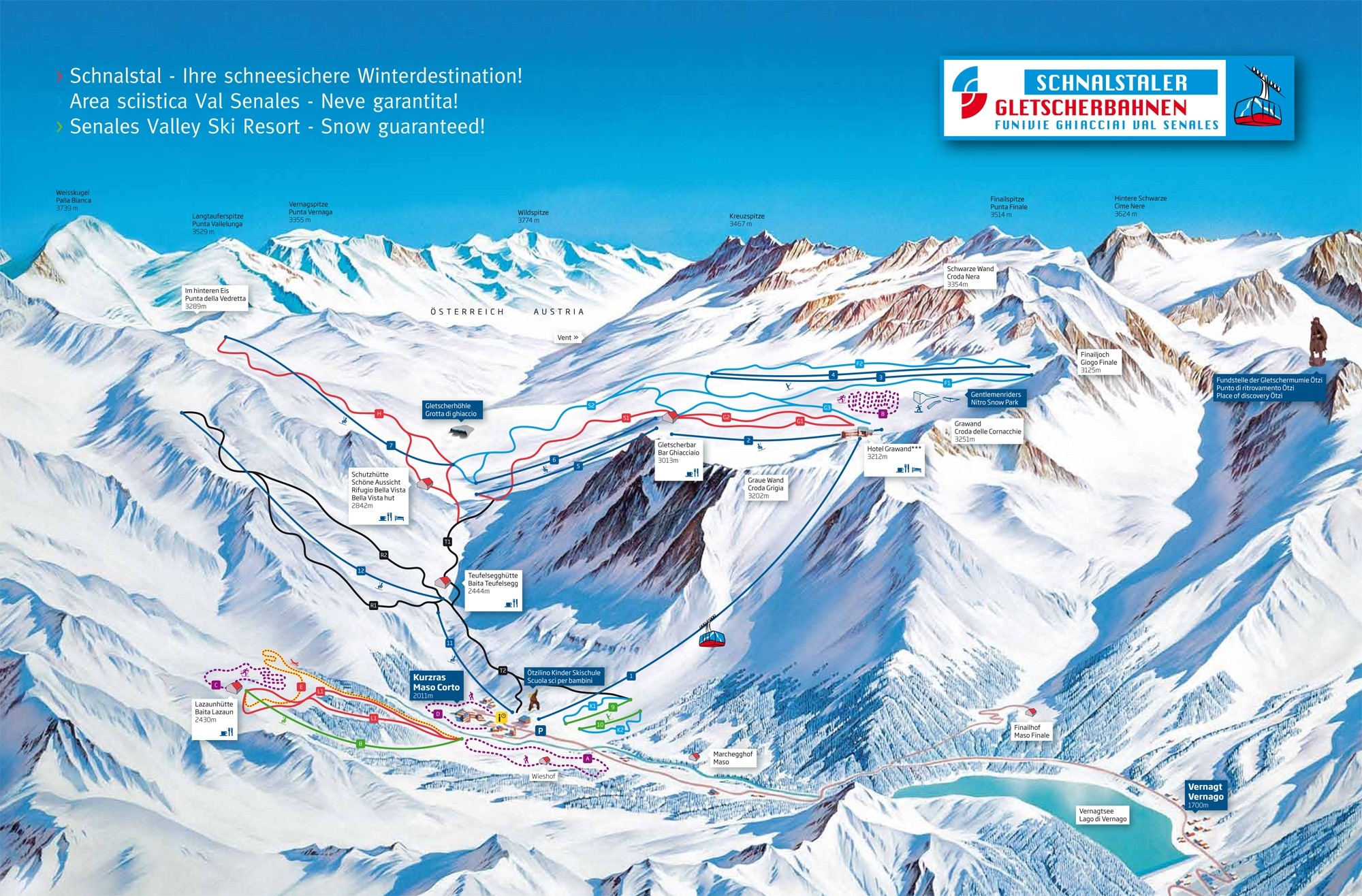 Pistenplan Schnalstaler Gletscher • Offene Lifte & Pisten • Skipanorama