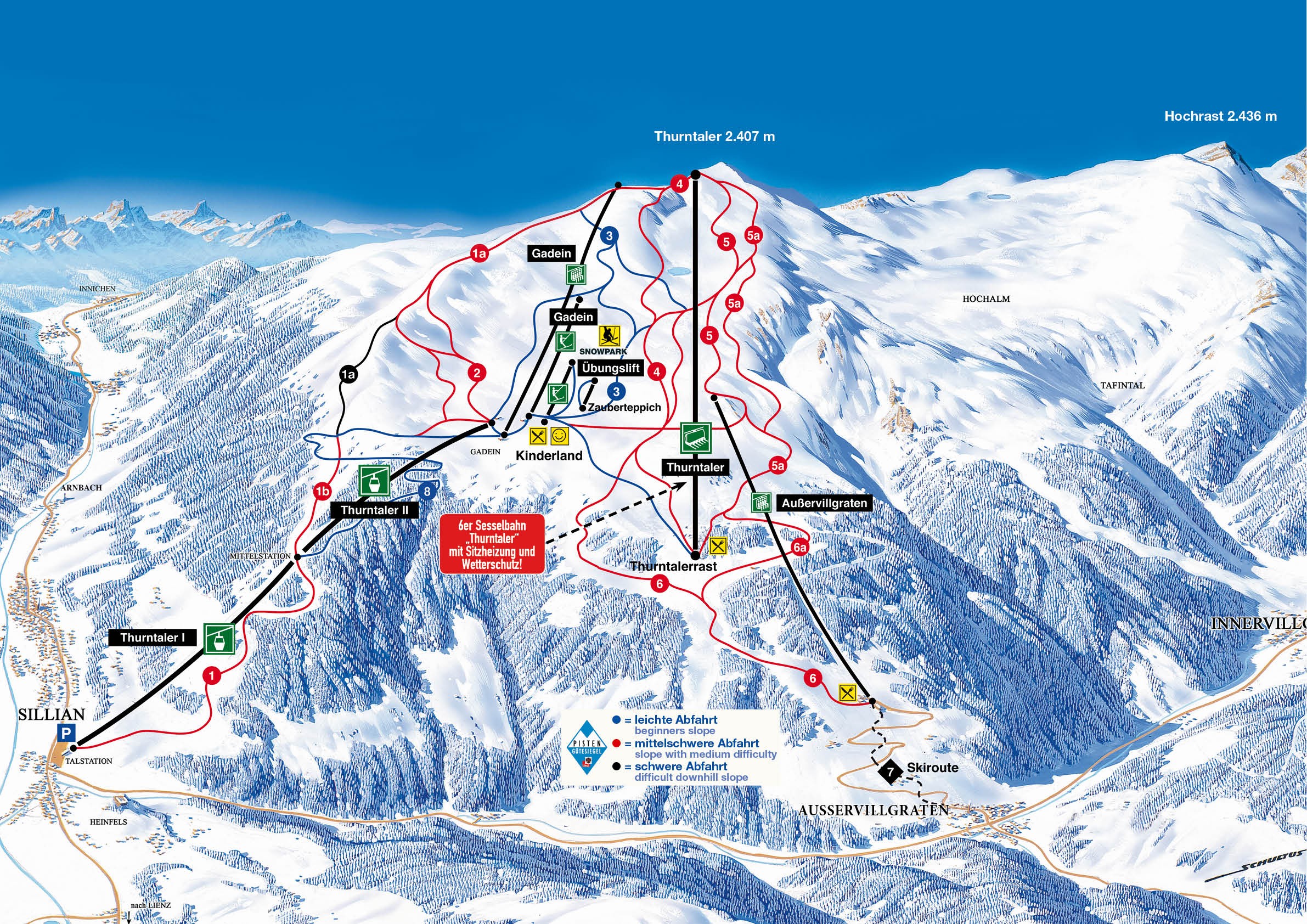 Pistenplan Skizentrum Sillian Hochpusertal