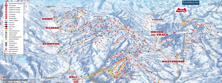 SkiWelt Pistenplan Panorama Winter