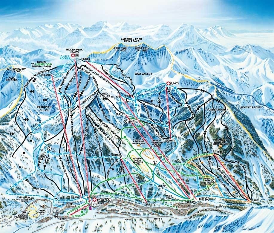 Pistenplan von Snowbird