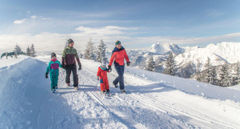 Winterwandern mit grandiosem Panoramblick auf der Steinplatte in Waidring.