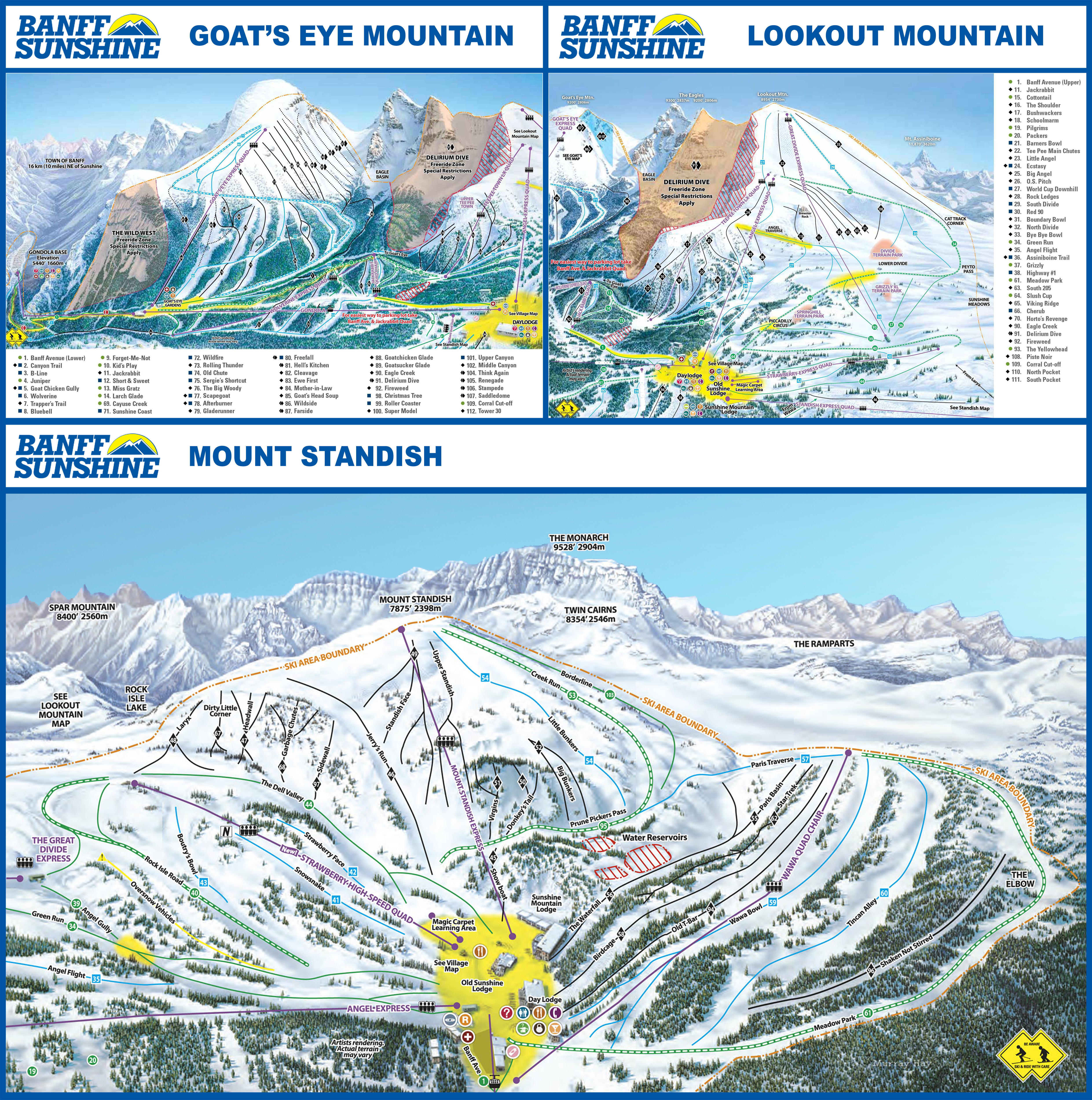Pistenplan Sunshine Village • Offene Lifte & Pisten • Skipanorama