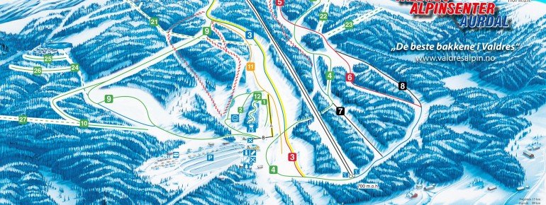Pistenplan Valdres Alpinsenter