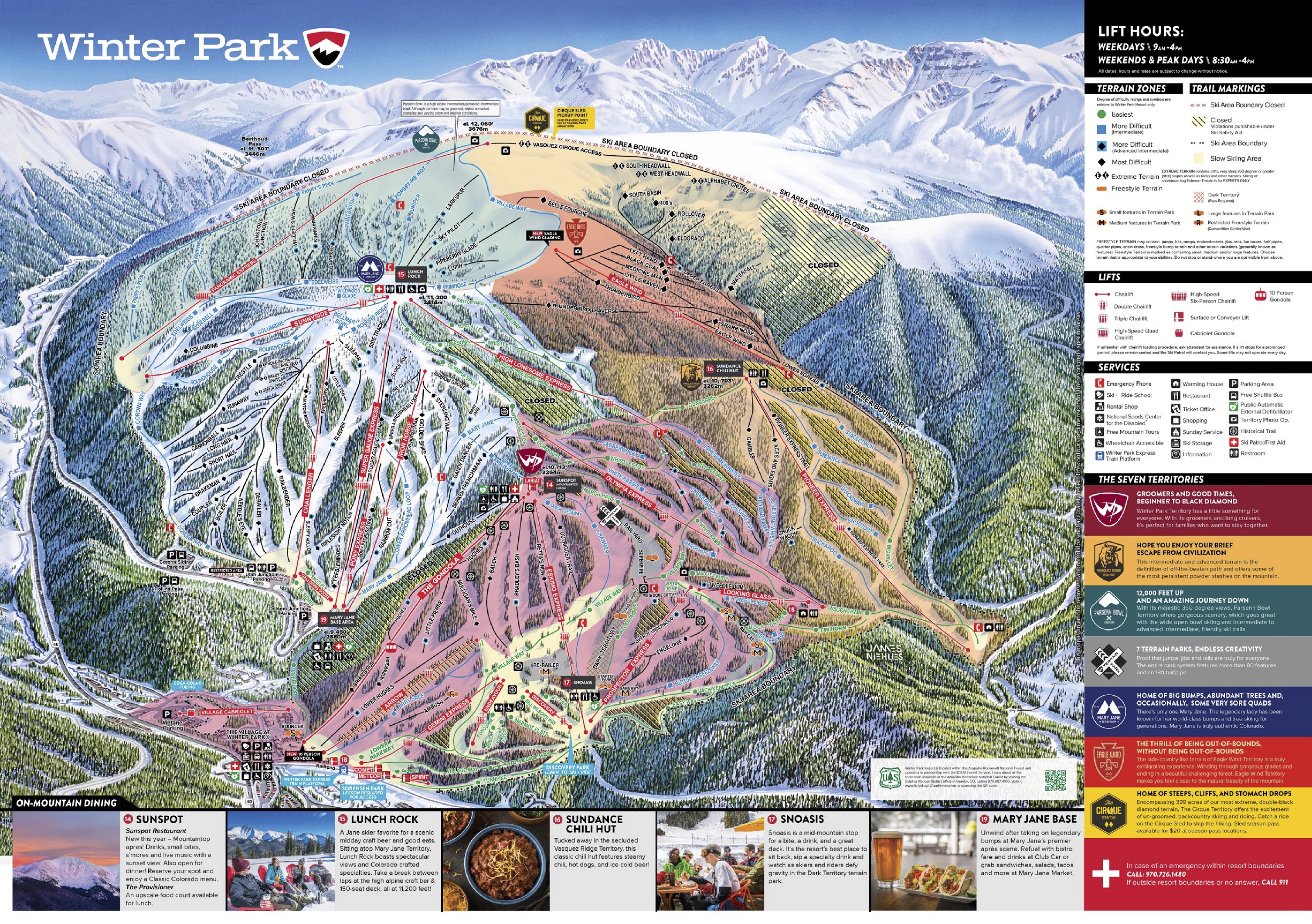 Pistenplan Winter Park Resort • Offene Lifte & Pisten • Skipanorama