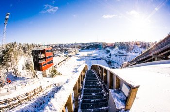 Blick auf das Gelände der Nordic World Ski Championships Lahti 2017