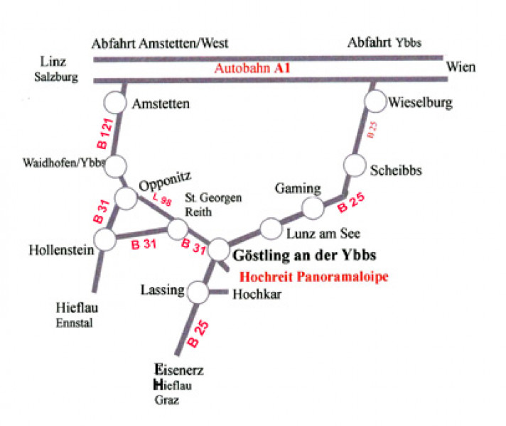Das Langlaufzentrum Hochreit liegt südlich von Göstling an der Ybbs.