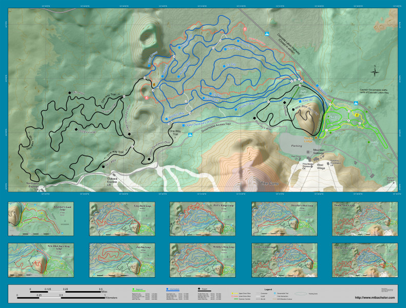 Loipenplan Mt Bachelor • Gespurte Loipen • Offene Loipen 7454