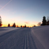 Langlaufloipe Oberberg mit Sonnenuntergang