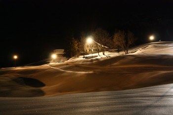 Langlaufloipe Oberberg am Abend