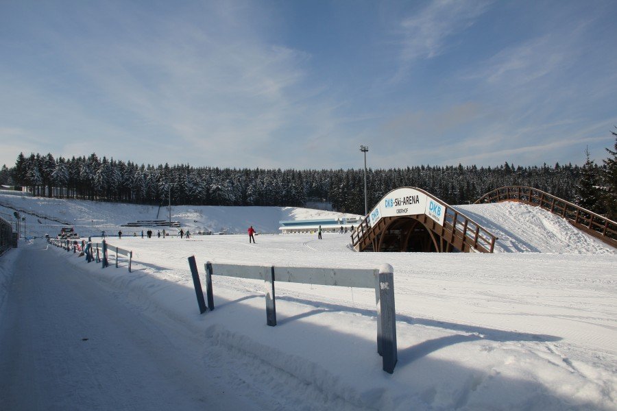 Blick in die Biathlon Arena in Oberhof